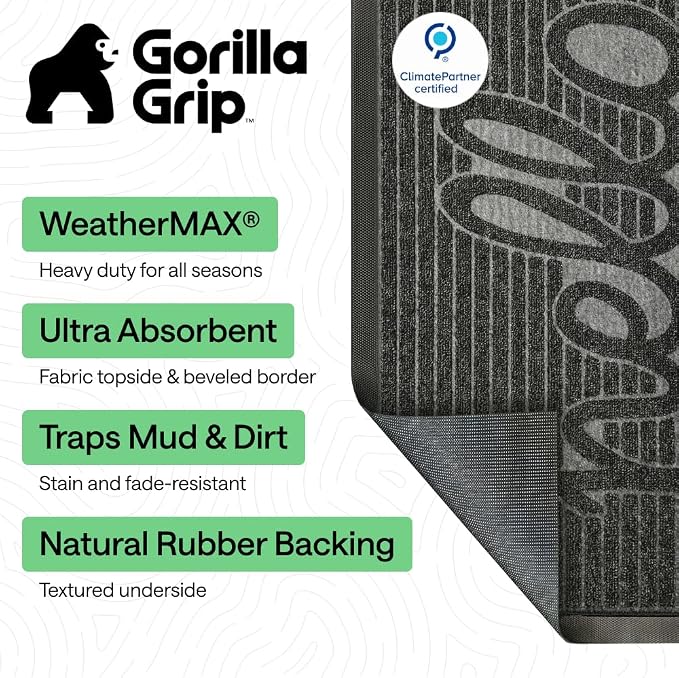 GORILLA GRIP 100% Waterproof All-Season WeatherMAX Doormat, US Designed Natural