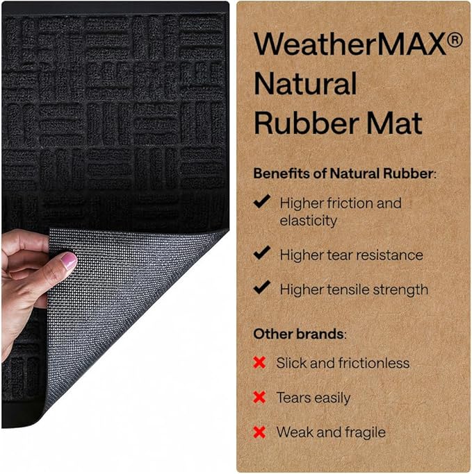GORILLA GRIP 100% Waterproof All-Season WeatherMAX Doormat US Designed Natural