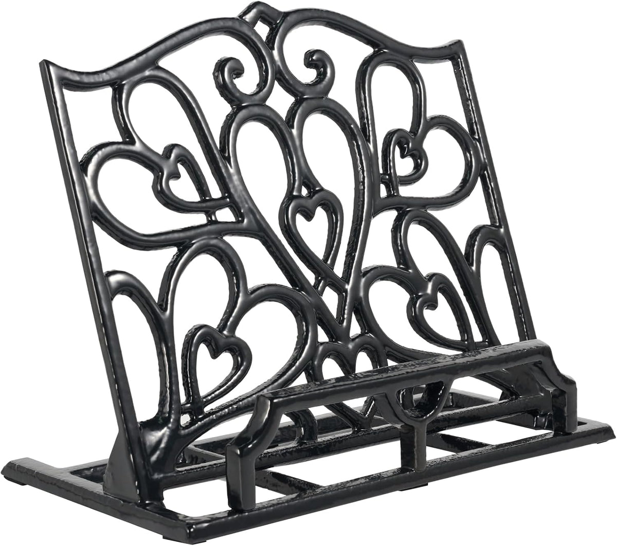 JOGREFUL Cast Iron Cookbook Stand, Kitchen Recipe Holder Love Heart Black