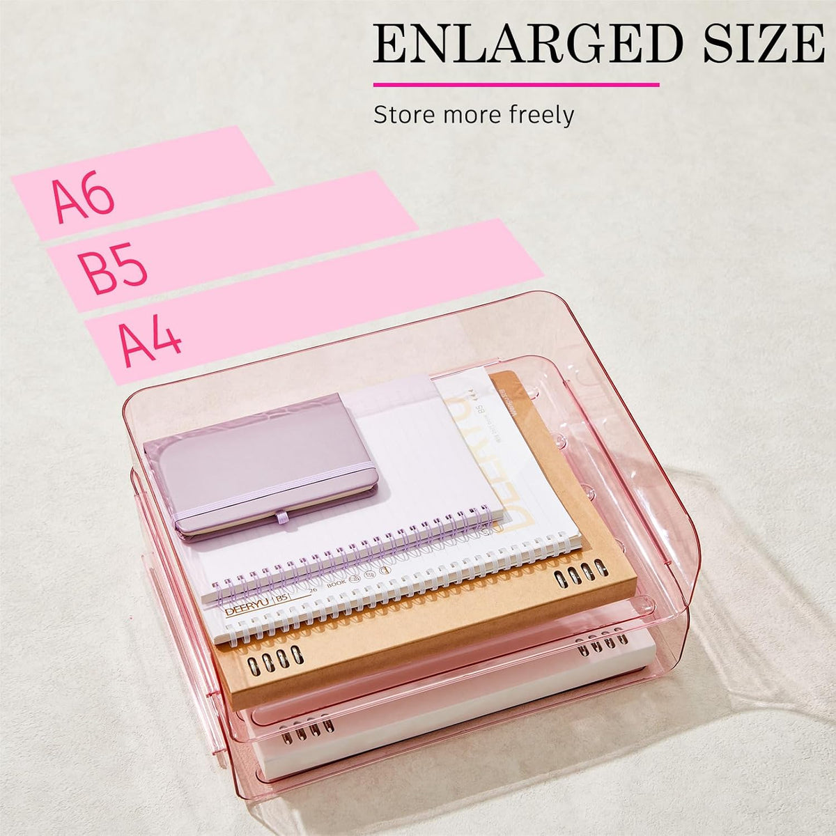 Harloon 4 Tier Paper Organizer Clear Pink Letter Tray Acrylic File Tray