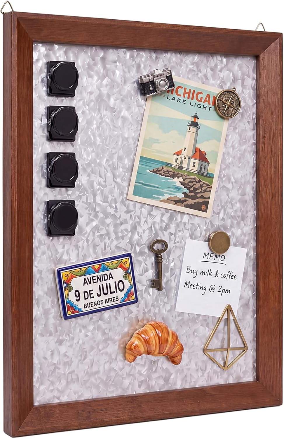 Large Rustic Metal Magnetic Board with Frame 16.5" x 11.8" Farmhouse Barn Door Wood Framed Galvanized Metal Magnetic Memo Board Wall Organizer Farmhouse Wall Decor(Classic Framed)
