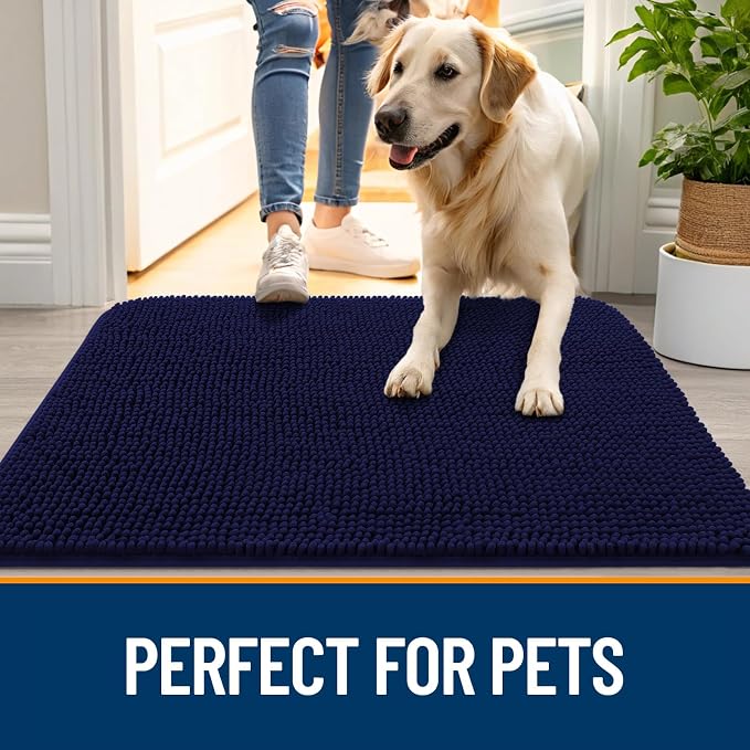 OLANLY Dog Door Mat for Muddy Paws 34x21, Absorbs Moisture and Dirt, Absorbent