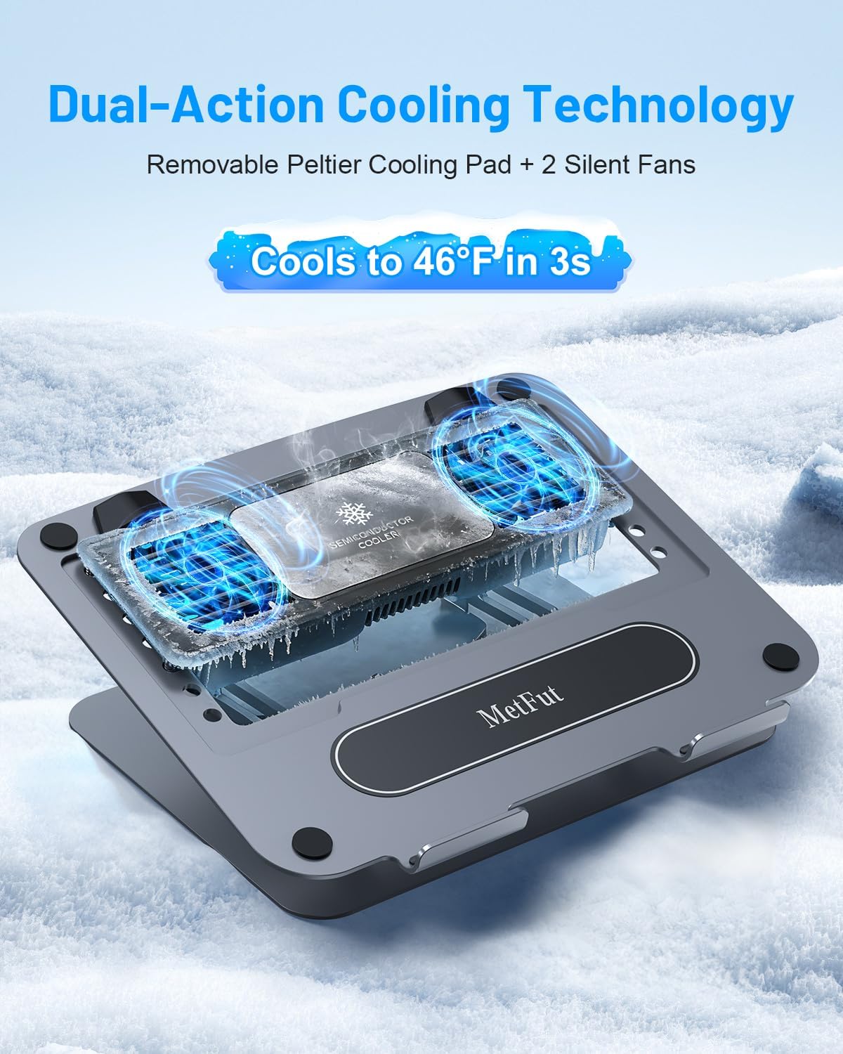 Metfut Laptop Cooling Pad with Fan Laptop Cooler Cooling Laptop Stand Black