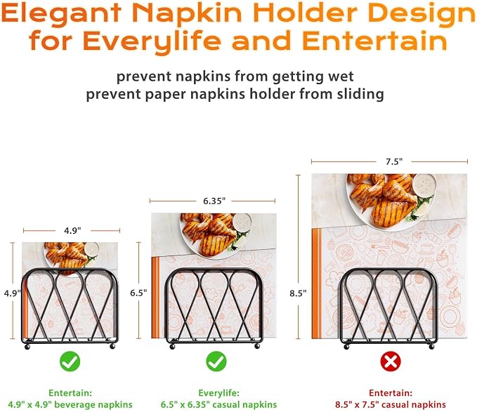 Napkin Holder for Table, Modern Decor for Home Dinner in Kitchen or Dining Room