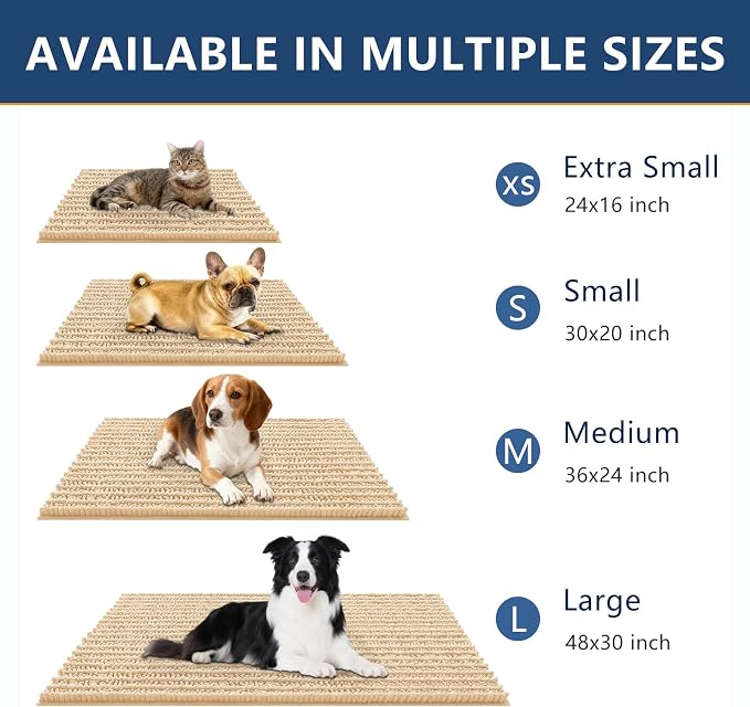 Smiry Dog Door Mat for Muddy Paws 47x24, Absorbent Dirt Trapper, Non-Slip