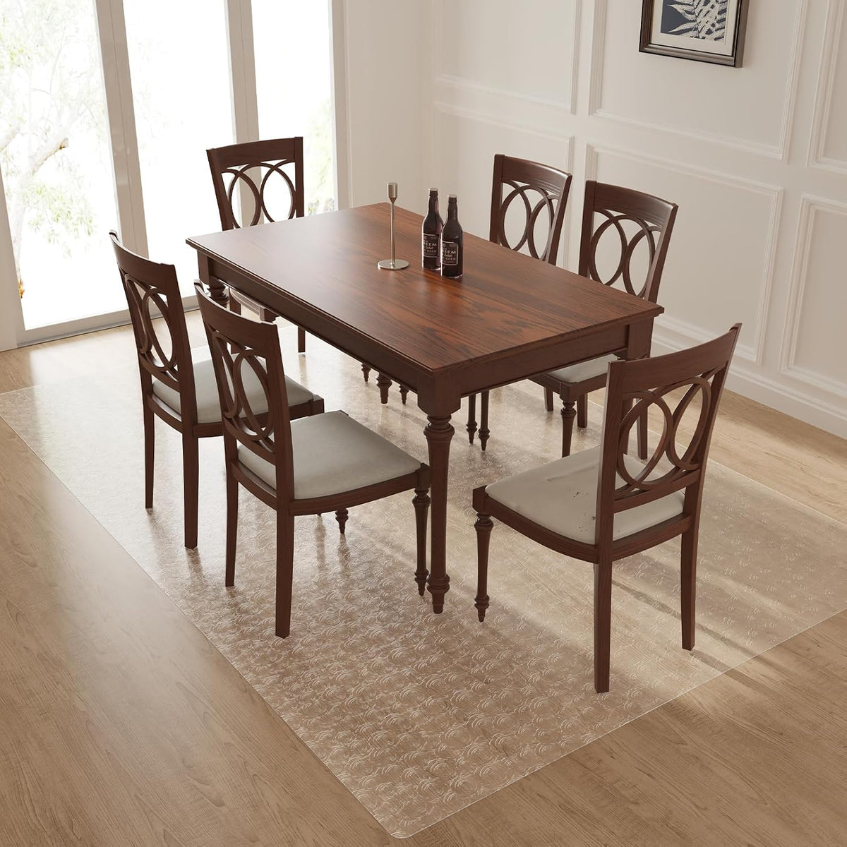 Tydle Clear Floor Mat for Home, 5' × 7' Plastic Area Mat for Living Room, Waterproof Area Rug for Under Dining Table, Large Office Chair Mat for Hard Floors (Clear-Rose)