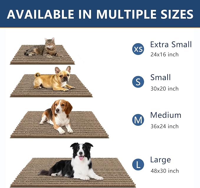Smiry Dog Door Mat for Muddy Paws 30x20, Absorbent Dirt Trapper, Non-Slip