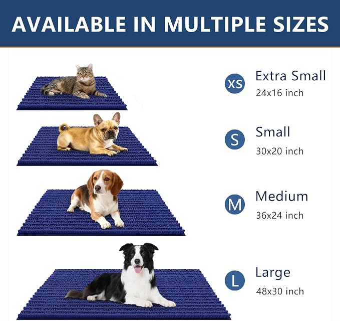 Smiry Dog Door Mat for Muddy Paws 48x30, Absorbent Dirt Trapper, Non-Slip