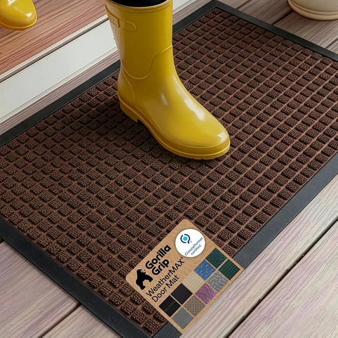 GORILLA GRIP 100% Waterproof All-Season WeatherMAX Doormat 35x23, US Designed