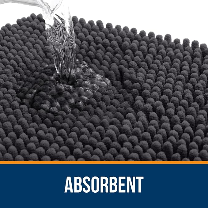 OLANLY Bathroom Runner Rugs 59x24, Soft Absorbent Chenille Bath Rugs, Rubber