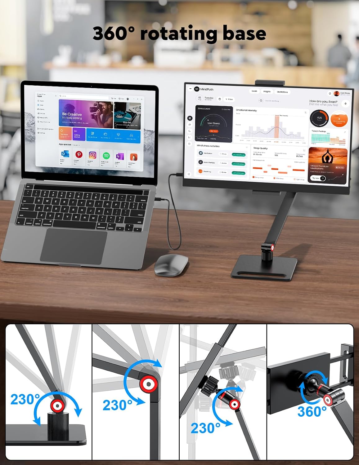 15.6” Portable Monitor with Adjustable Stand, 1080P FHD IPS Screen Extender, USB-C/HDMI Port, Ultra Slim Travel Monitor with Eye Protection, Plug and Play for Laptop/PC/Mac/Android/Switch/PS5