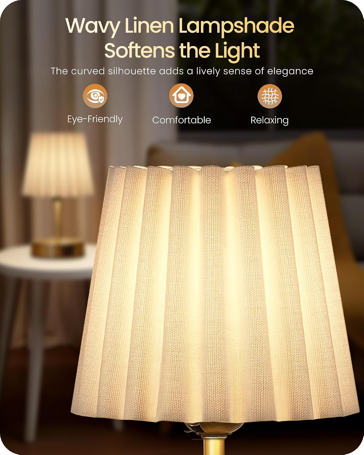 Small Bedside Table Lamps Set of 2, Touch Dimmable Table Lamps with USB Ports, Nightstand Lamps with 2 Stepless Dimming LED Bulbs, E26 Base, for Bedroom, Study, Gold and White DW16TLP205
