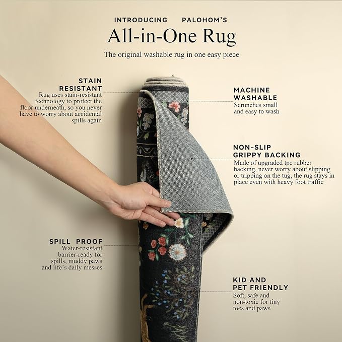 Machine Washable Kitchen Runner Rugs: 2'x6' Entryway Rug Non Slip Low Pile