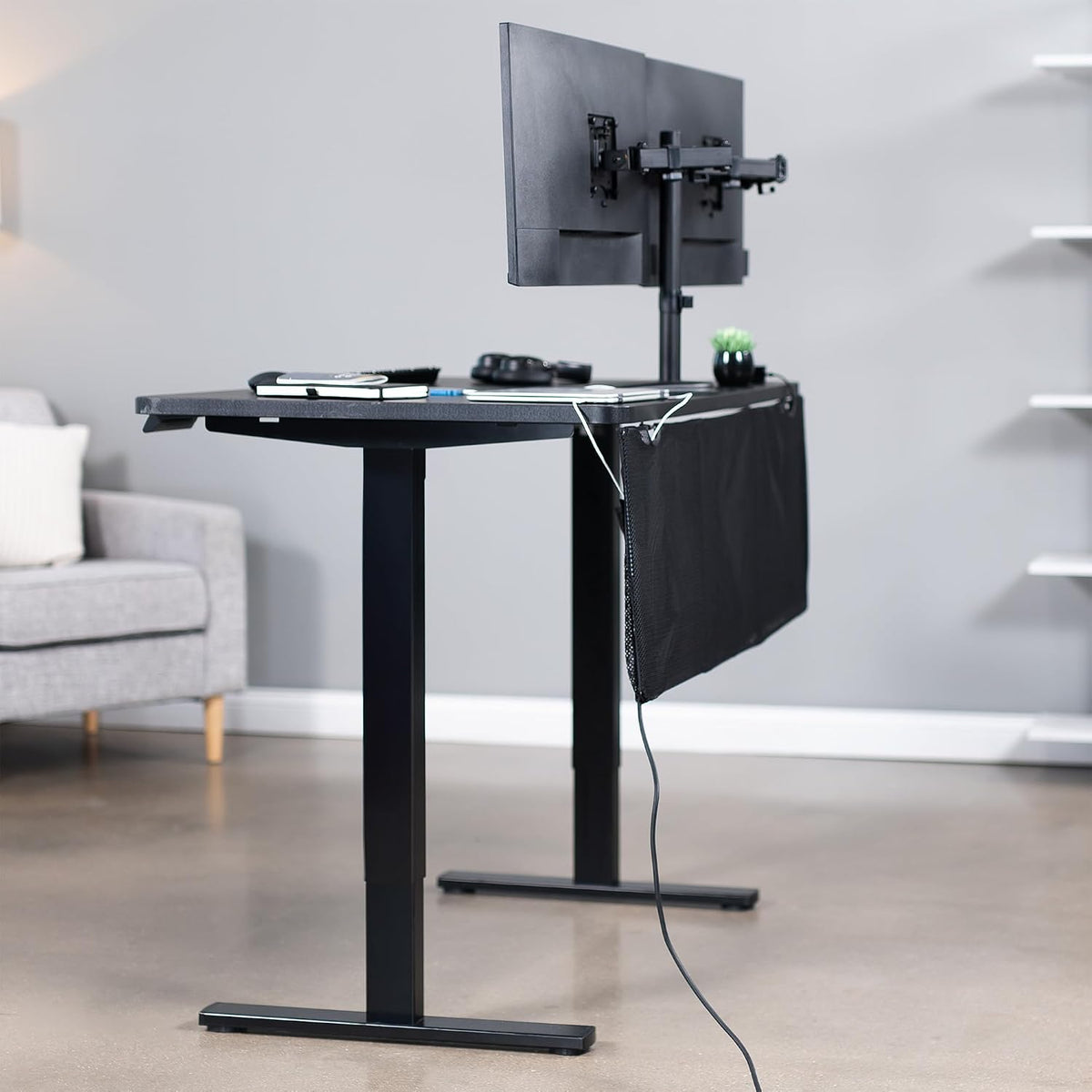 VIVO Black Under Desk 48 in Cable Management Sleeve, DESK-SKIRT-48