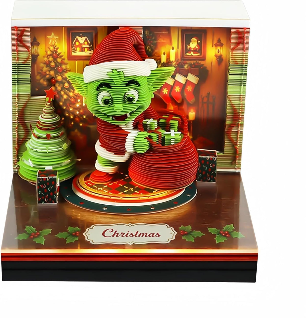 3D Timepiece Calendar 2027 Paper Art Memo Pad with LED Light – Tear-Away Desk Calendar for Record, Planner & Habit Tracker, Bookmark, Gift & Decorative Office Decor (Goblin)