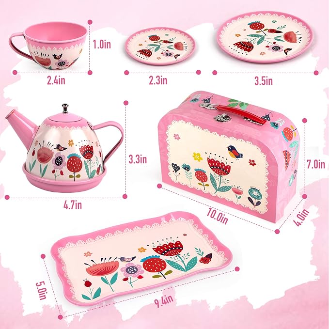 D-FantiX Kids Tea Set for Little Girls