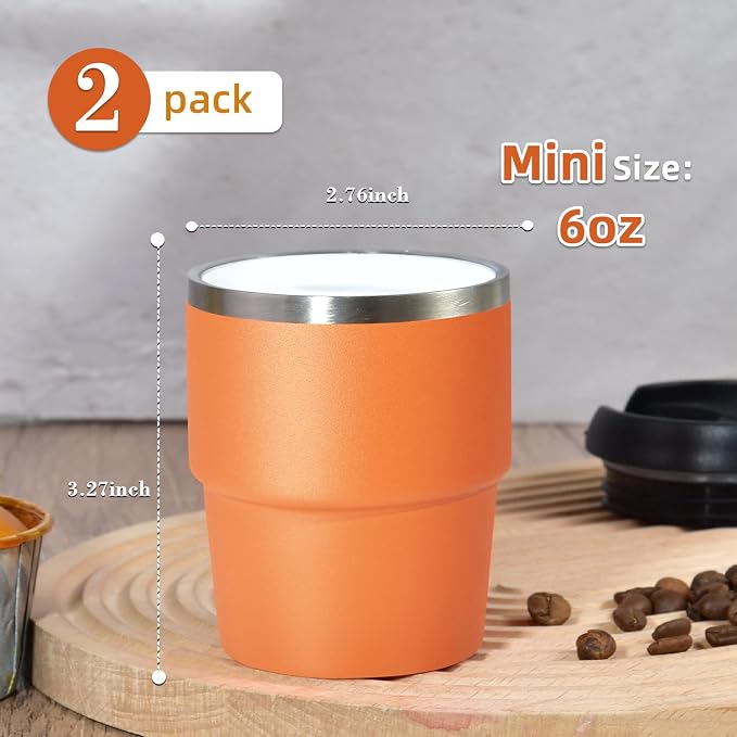 CHLJAR Espresso Cups, 6oz Insulated Espresso Cup Set of 8, Espresso Shot Cups