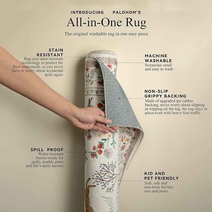 Machine Washable Kitchen Runner Rugs: 2'x10' Hallway Runner Non Slip Low Pile