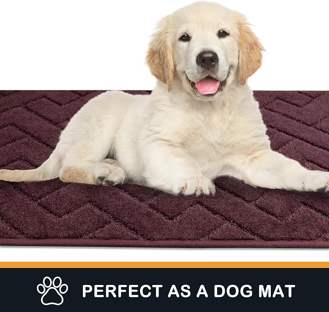 PURRUGS Dirt Trapping Door Mat 24" x 35.5", Non-Slip Machine Washable Entry Rug