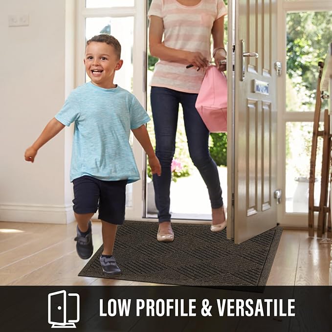HIYARD Sturdy Front Door Mat, Absorbent Muddy Dirt Resist Welcome Door Mats