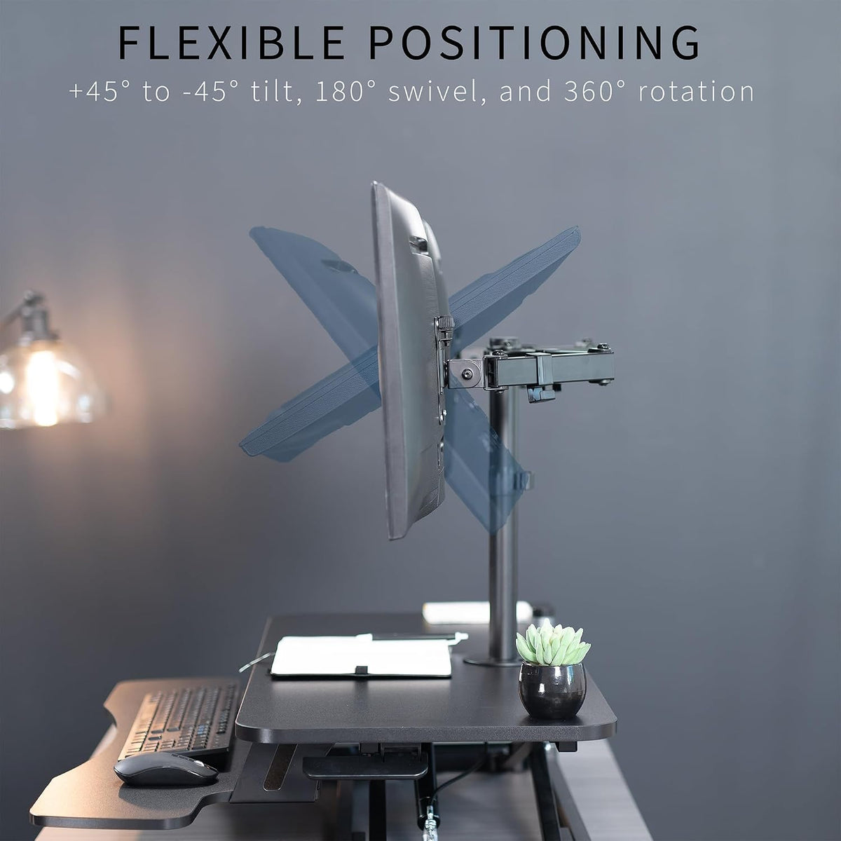 VIVO Black 36 in Standing Desk Converter with Monitor Stand, DESK-V036K-M2