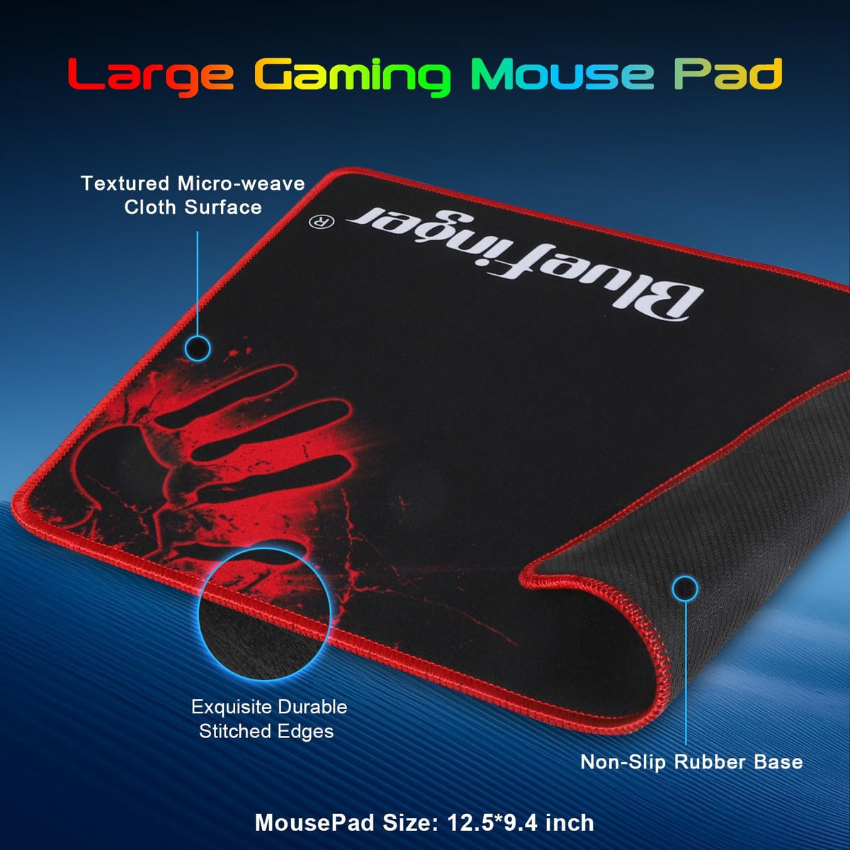 BlueFinger Backlit Gaming Keyboard, Mouse and LED Headset Combo - USB Wired 3 Color Crack Backlit, Blue LED Light Headset - Set for Work and Game