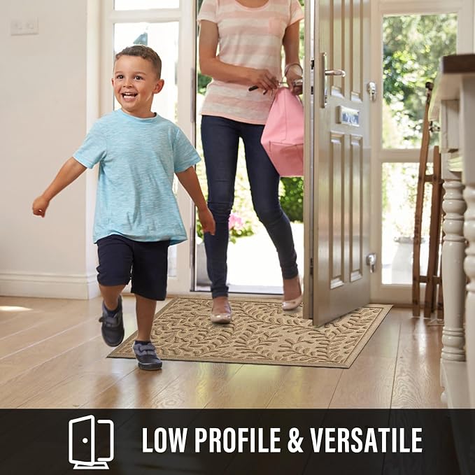 HIYARD Front Door Mat, Absorbent Dirt Trapping Welcome Door Mat Indoor Outdoor
