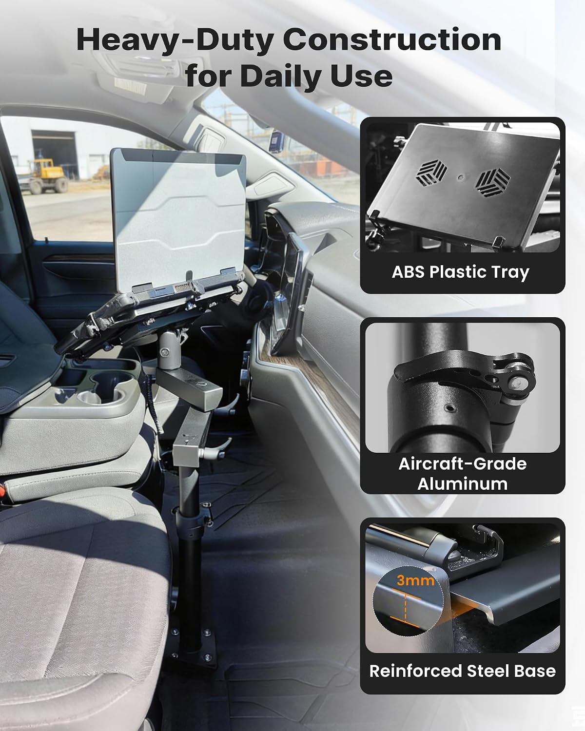 MELIPRON No-Drill Truck Laptop Mount Fit for 19-26 Chevy Silverado, Sierra