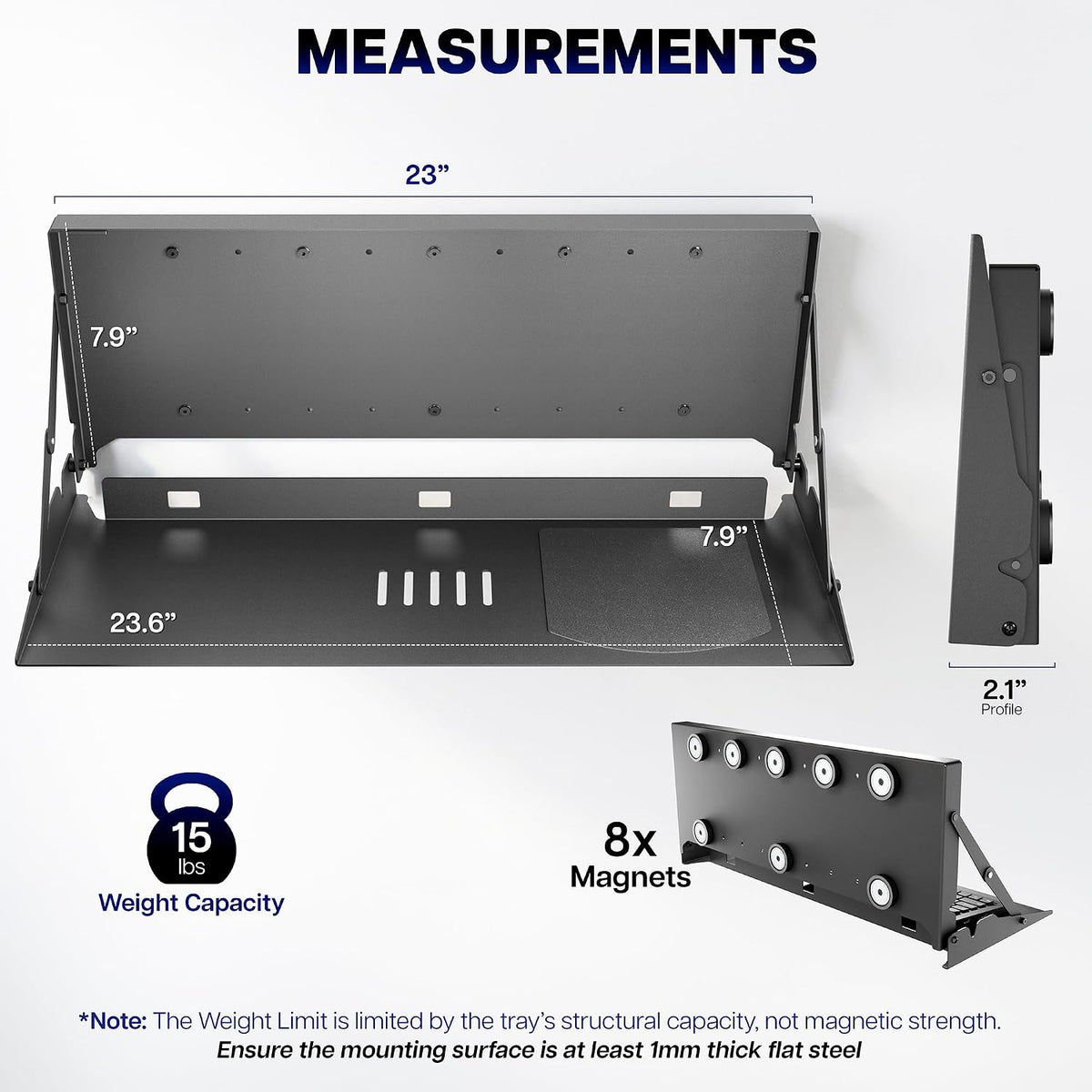VIVO Black Flip Down Magnetic 24 in Keyboard Tray Mount, Mount-MAGKB1