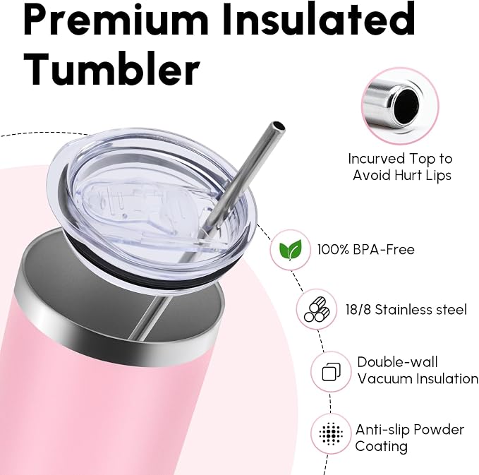 Volhoply 12 Pack Skinny Tumblers