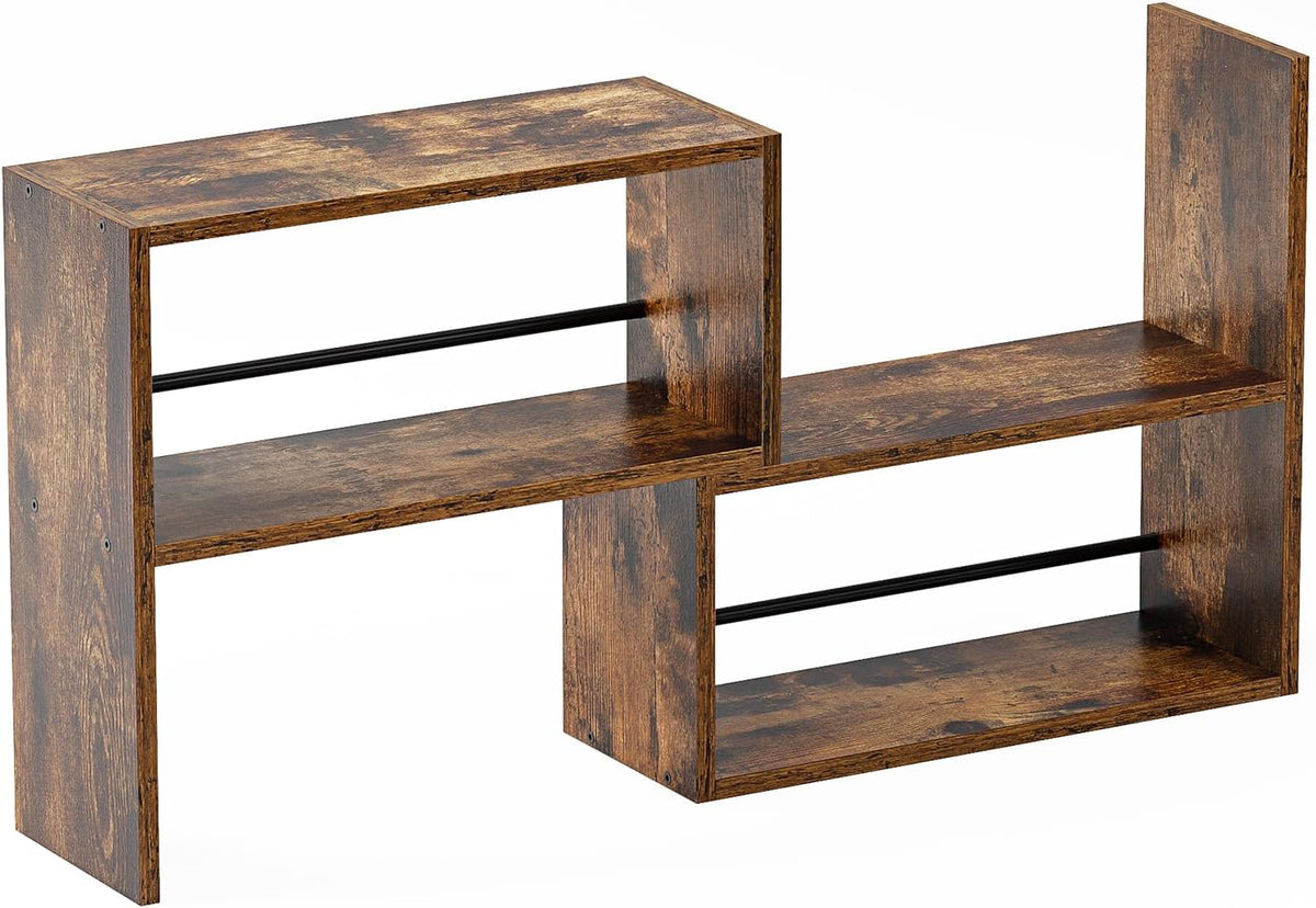 Expandable Cabinet Organizer Shelf, Set of 2 Kitchen Counter Shelves for Countertop Organization Spice Rack Kitchen Storage Stackable