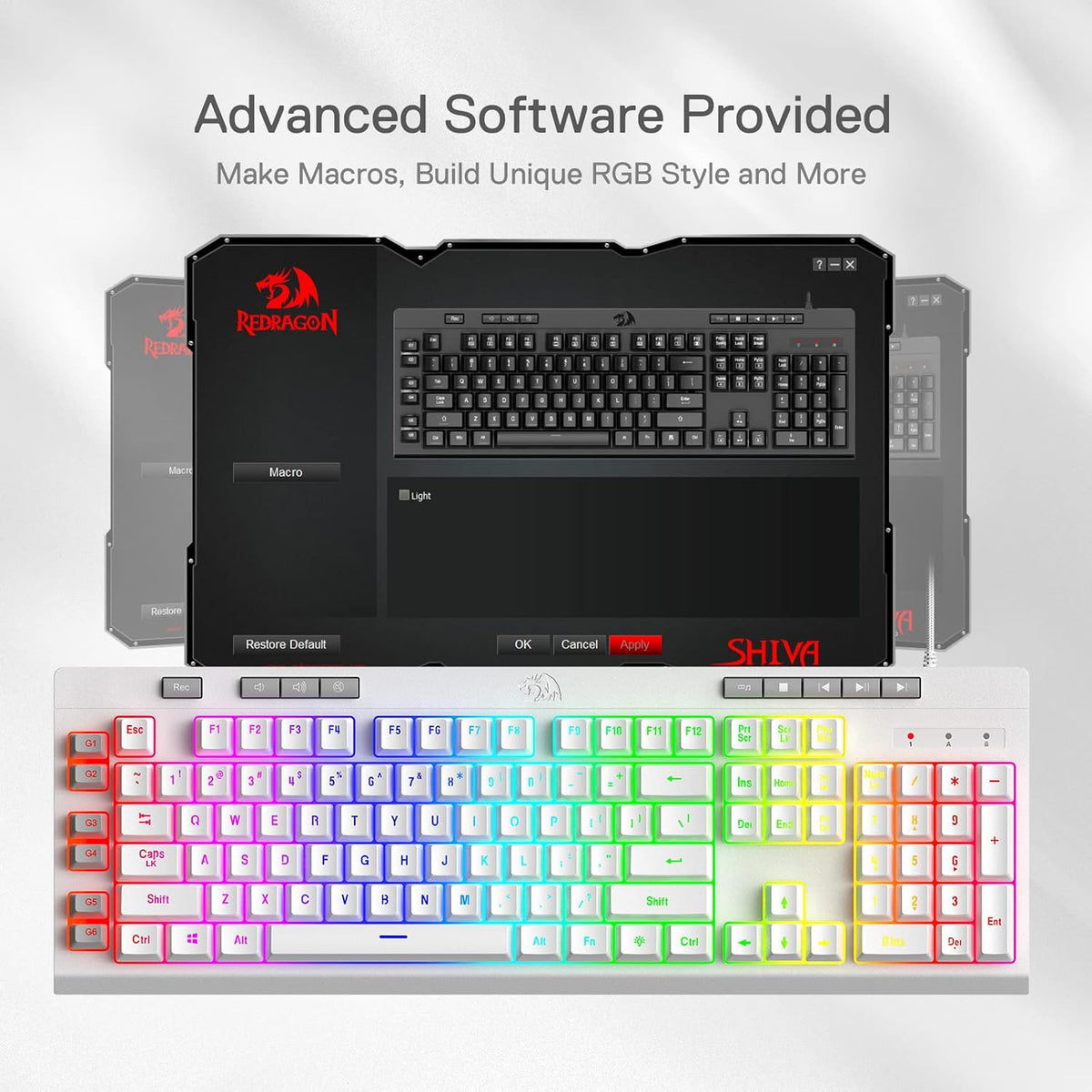 Redragon K512 RGB Membrane Gaming Keyboard, 6 Macro Keys & Easy Media Wheel