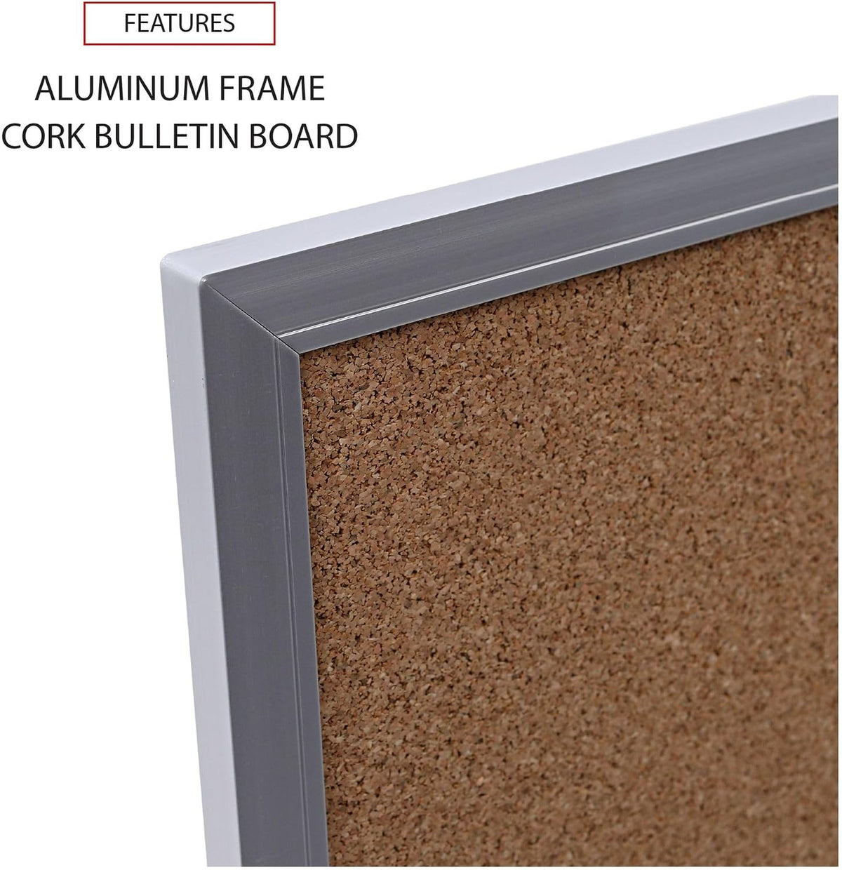 Universal 43613 Bulletin Board, Natural Cork, 36 x 24, Satin-Finished Aluminum Frame