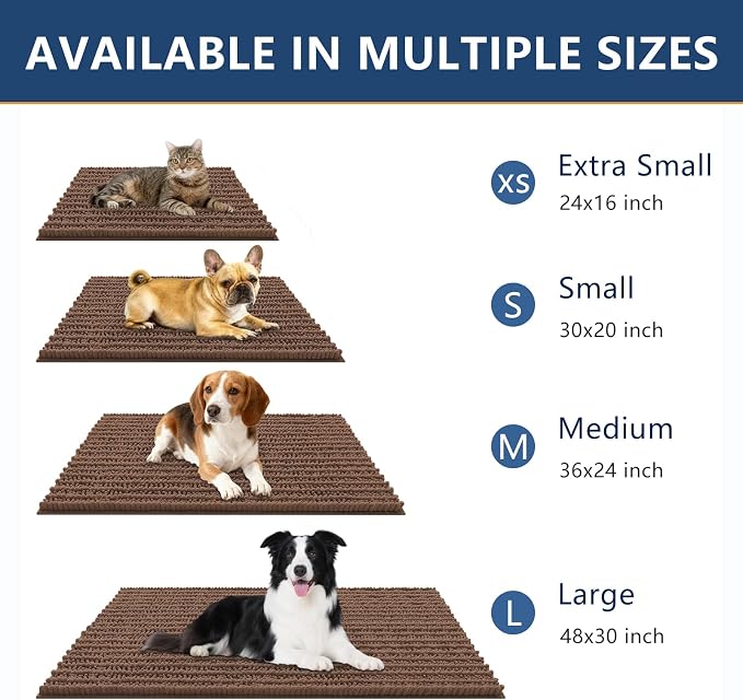 Smiry Dog Door Mat for Muddy Paws 24x16, Absorbent Dirt Trapper, Non-Slip