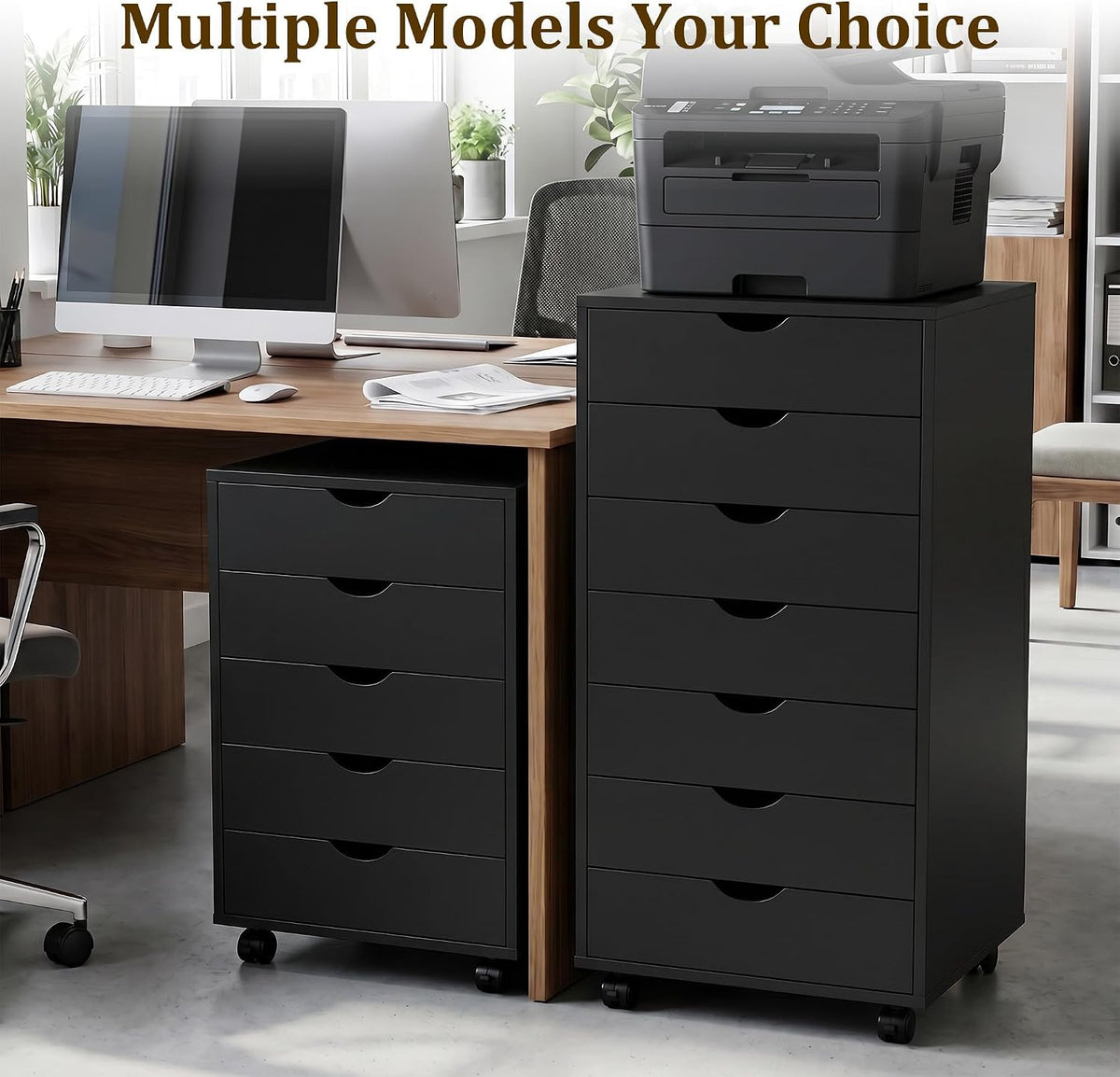 7 Drawer File Cabinet, Storage Drawers with Wheels for Home Office
