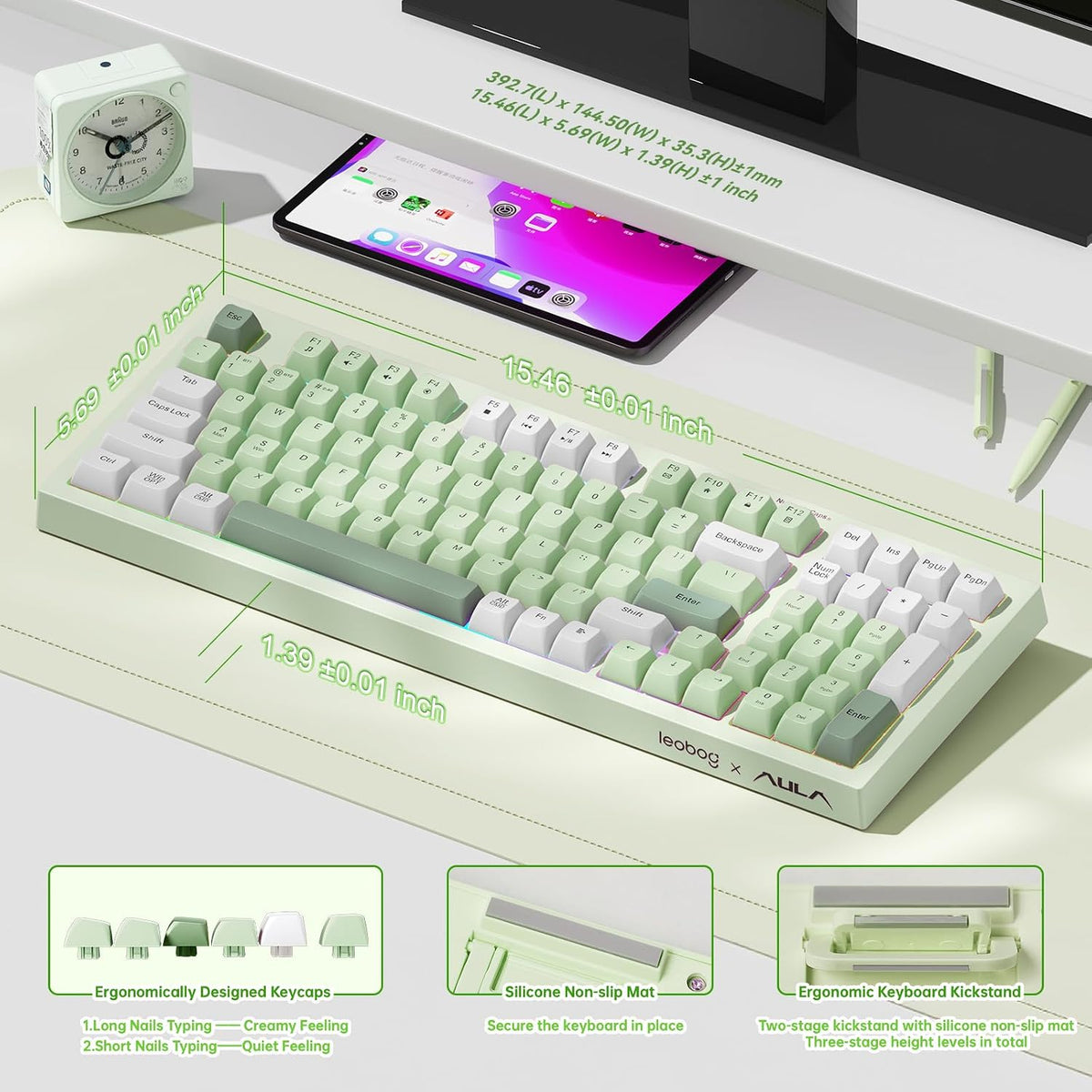 LEOBOG x Aula Wireless Keyboard 98 Keys Membrane Computer Keyboards