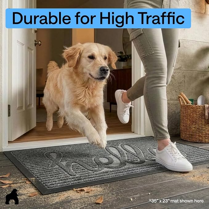GORILLA GRIP 100% Waterproof All-Season WeatherMAX Doormat, US Designed Natural