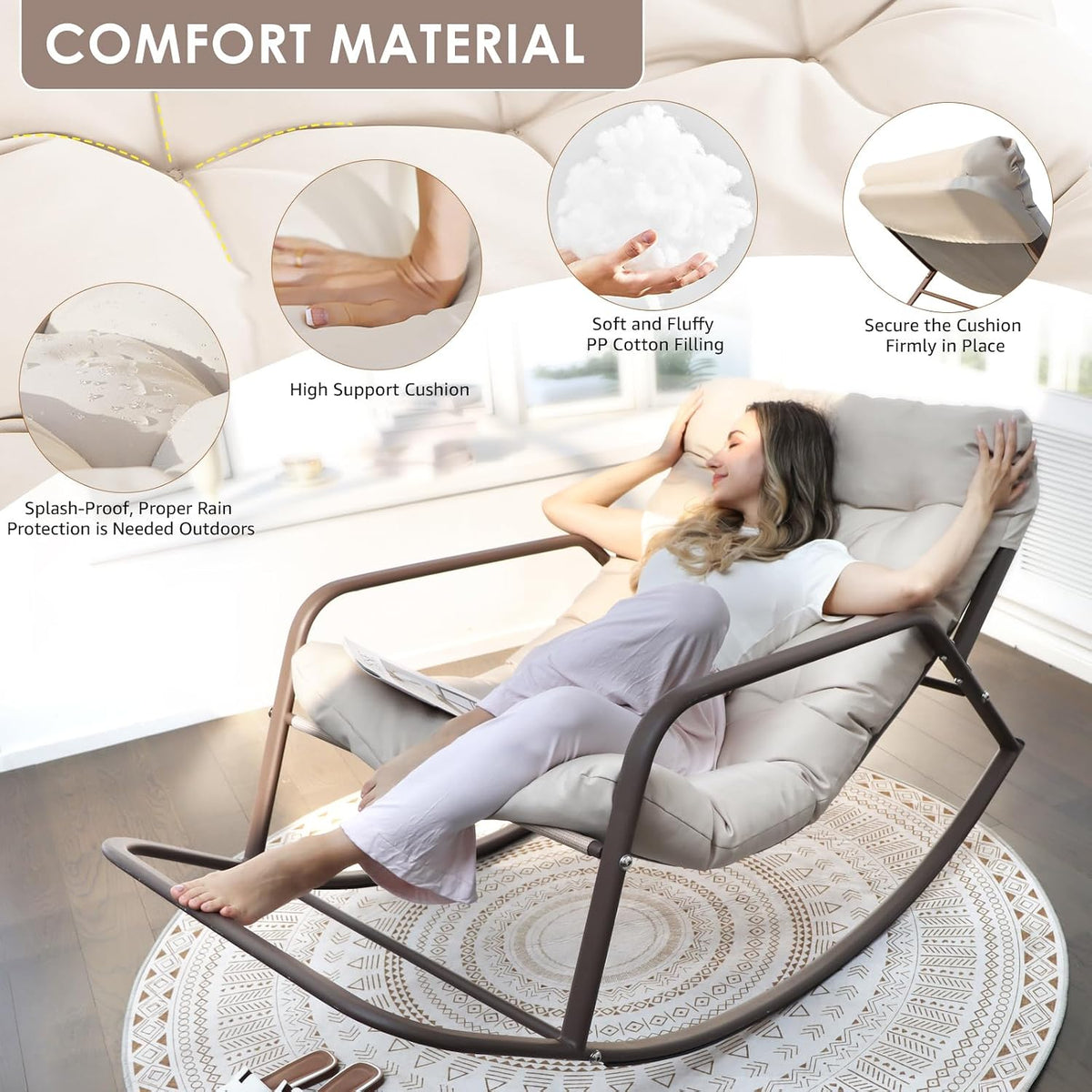 RADIATA 2pcs Rocking Lounge Chair, Outdoor Reclining Lounger with Footrest