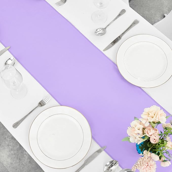 4-Pack Lavender Satin Table Runner 12 x 108 Inch Long Bright and Smooth Silk