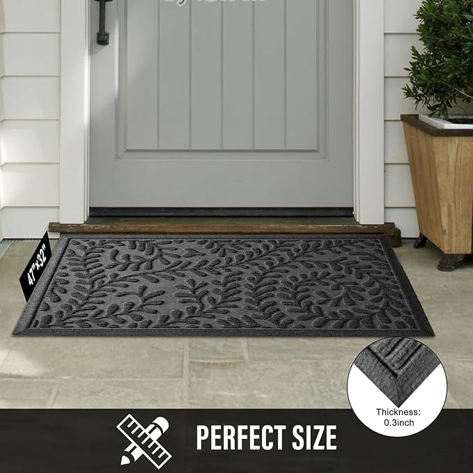 HIYARD Front Door Mat, Absorbent Dirt Trapping Welcome Door Mat Indoor Outdoor