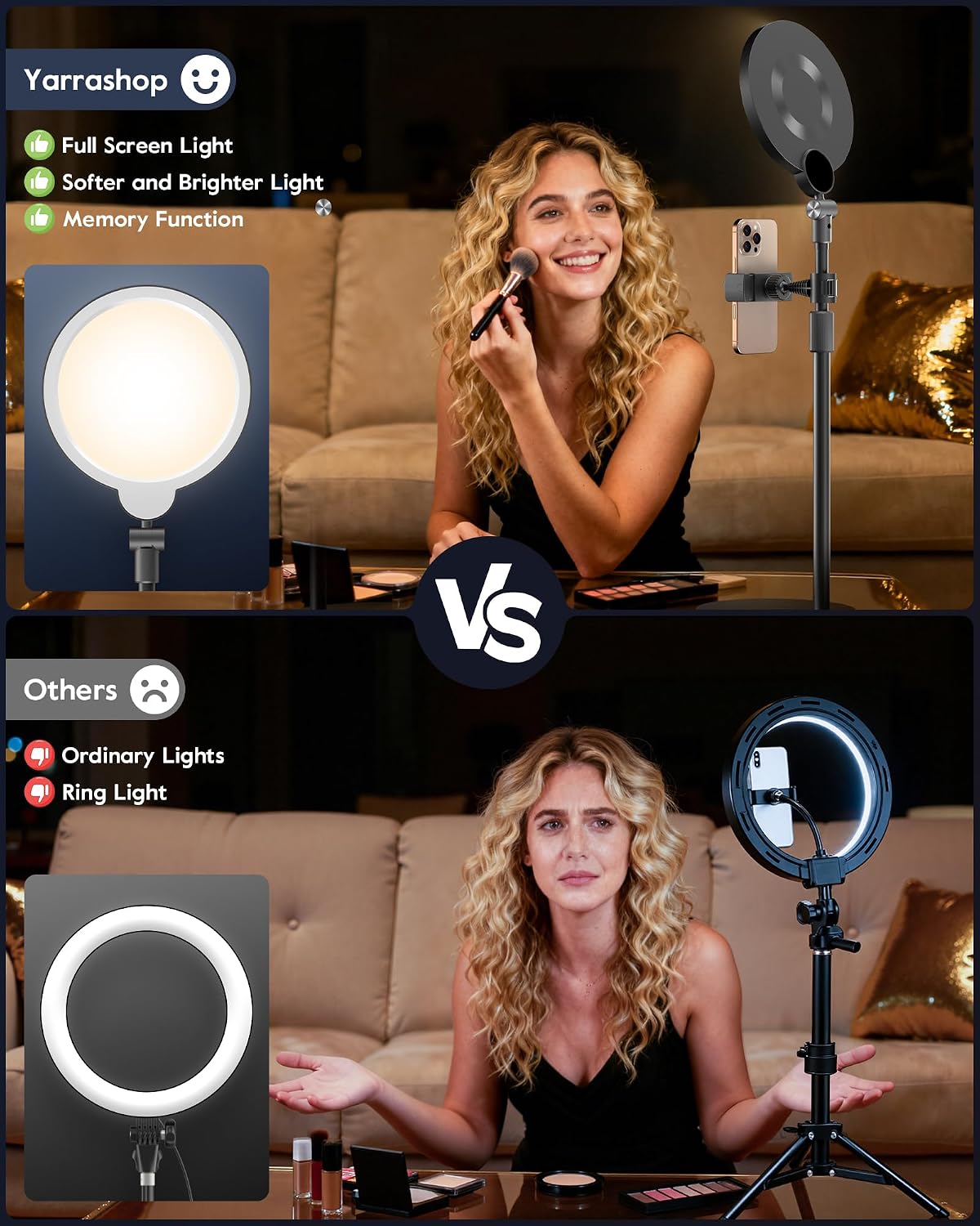 Desk Ring Light with Stand for Computer, 30 Modes Video Conference Lighting