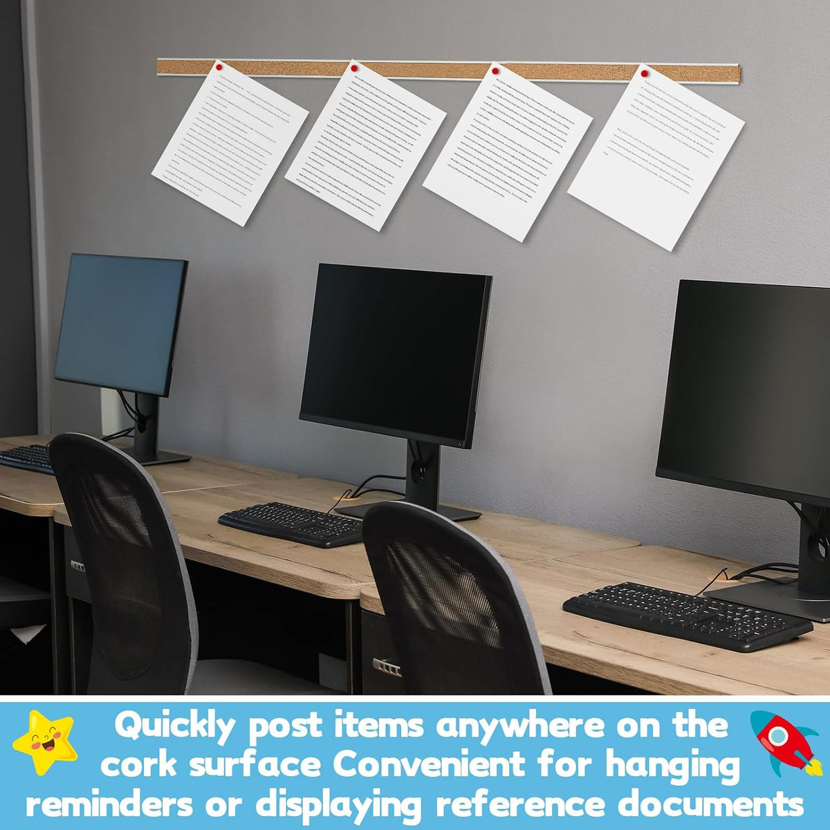 5 Pcs Corkboard Strips 48"x1" Bulletin Board Strip, Aluminum Wall Trim