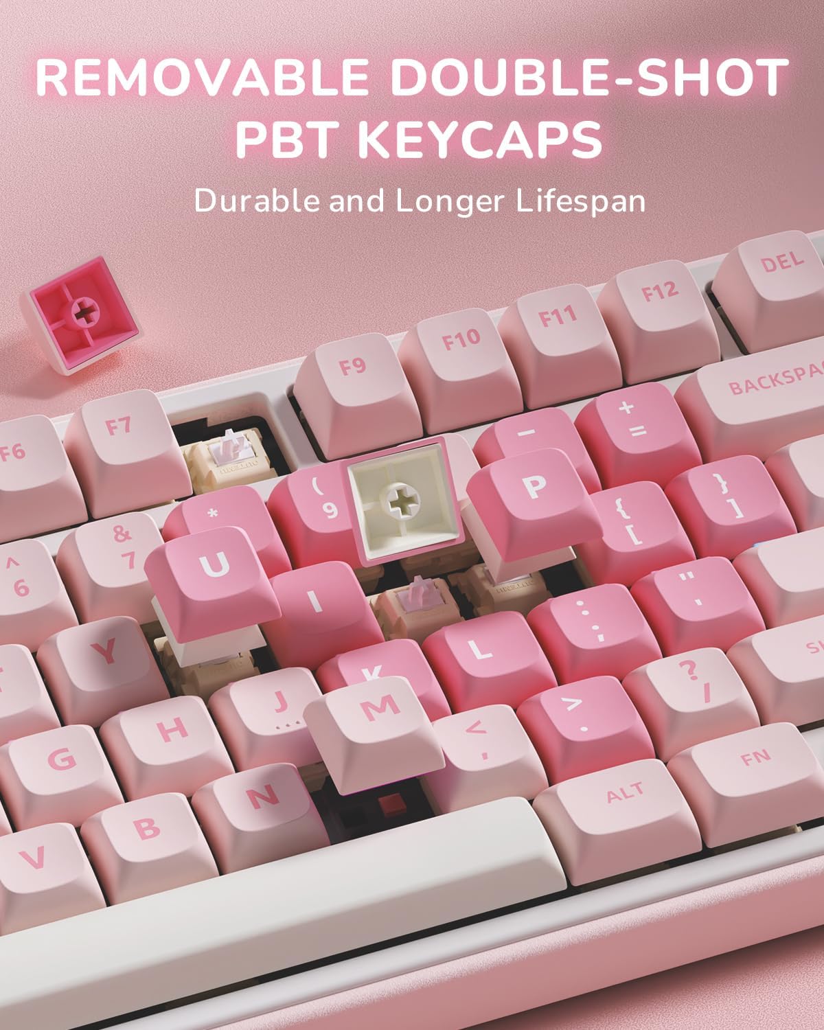 RK ROYAL KLUDGE R75 Mechanical Keyboard Wired with Volume Knob, 75% Keyboard Gasket Mounted, Hot Swappable, Creamy Sound, MDA Profile, PBT Keycaps, Pink