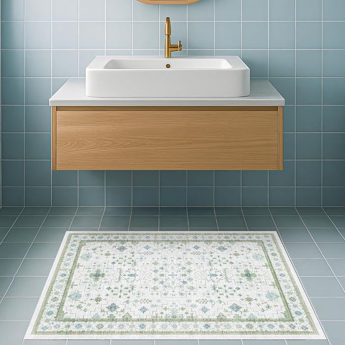 Washable Boho Bathroom Rug 2x3
