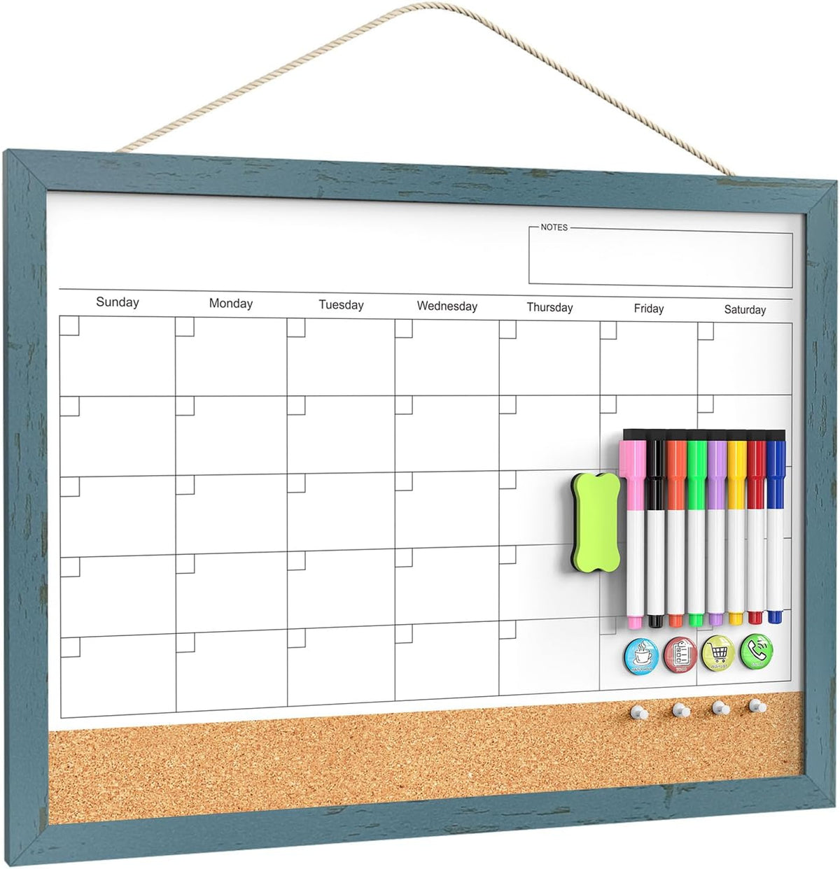 Tankee Whiteboard Calendar, 24x18 Hanging Dry Erase Calendar for Wall