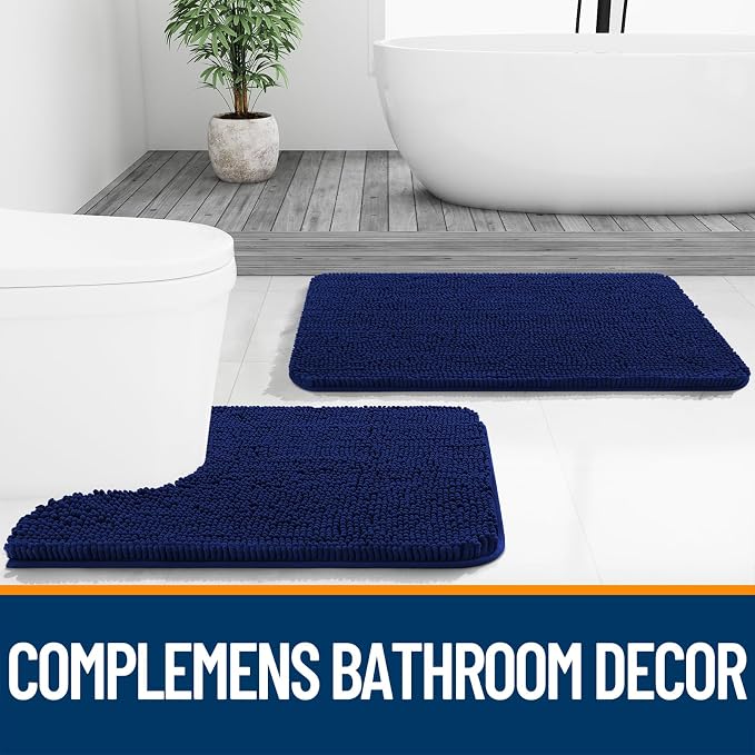 OLANLY Toilet Rugs U-Shaped 24x20, Extra Soft Absorbent Chenille Contour