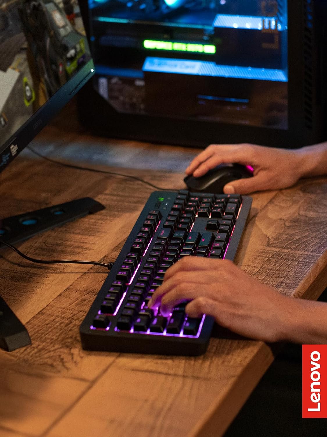 Lenovo Legion KM310 RGB Wired Gaming Keyboard & Mouse Combo - K310 Keyboard w/Silent Operation & Compact Water-Resistant Design - M300S Mouse with 8000 Adjustable DPI, 220 IPS, 6 Programmable Buttons