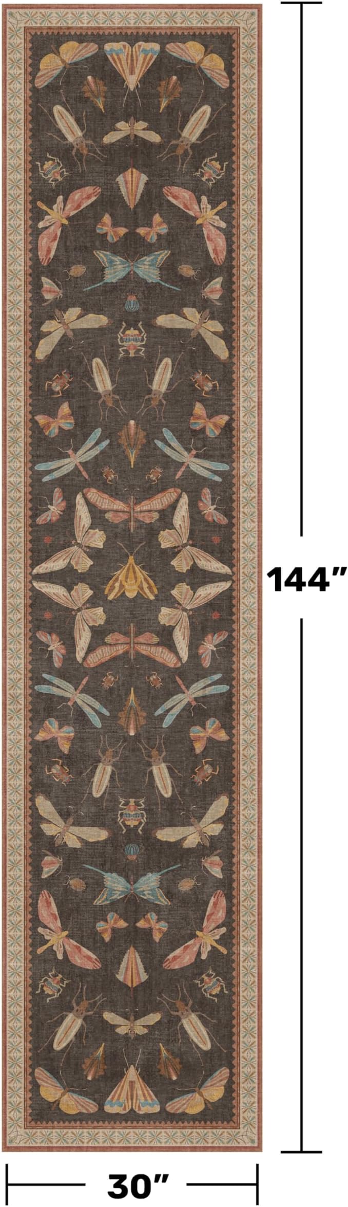 Hazo Haus Orange Brown Hallway Runner Rug 2'6"x12', Soft Low Pile Non Slip