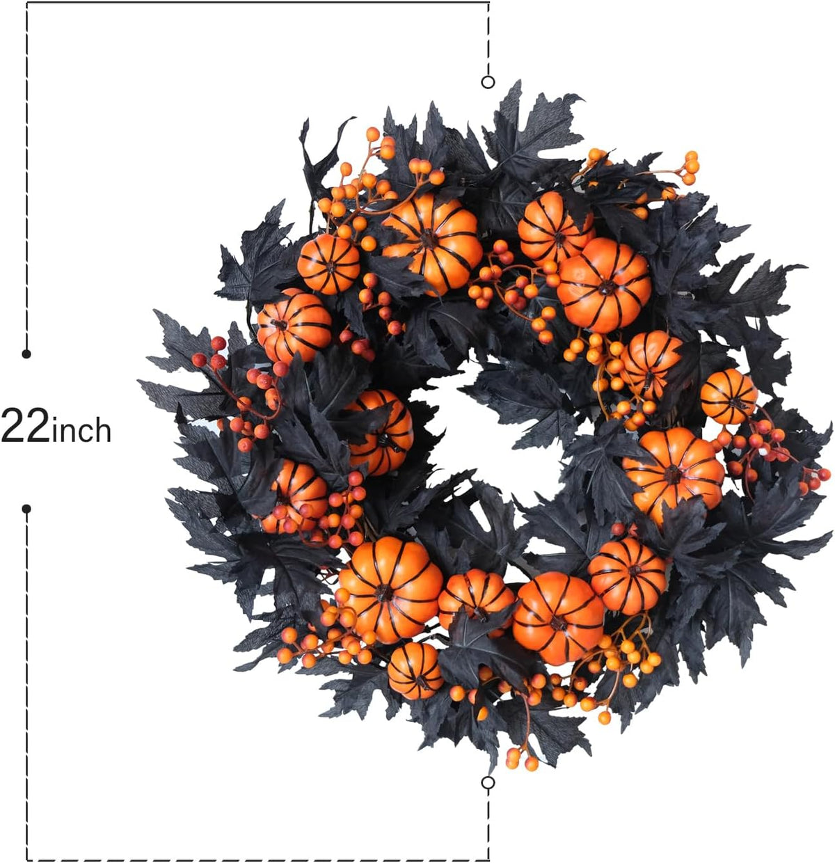 Halloween Wreaths Black Maple Leaf Wreath Orange Pumpkin Wreath Holiday Decoration Party Party Celebration Wreaths Front Door Back Door Hallway Patio Decoration