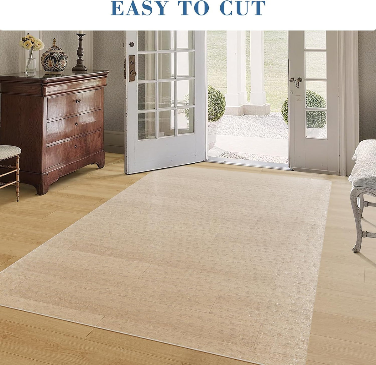 Tydle Clear Floor Mat for Home, 5' × 7' Plastic Area Mat for Living Room, Waterproof Area Rug for Under Dining Table, Large Office Chair Mat for Hard Floors (Clear-Rose)